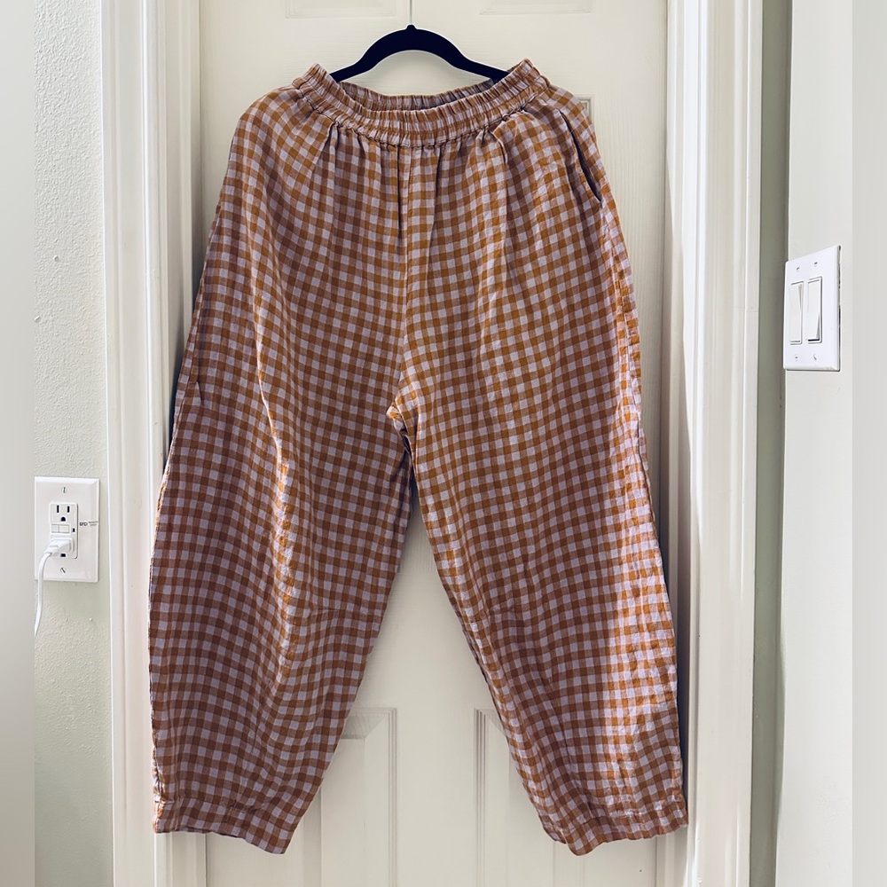 Beyond Nine Daisy pants in Saffron Gingham